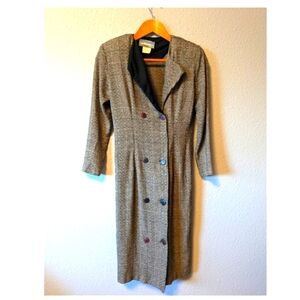 Vintage 70-80s Carol Anderson Glen Plaid Long Sleeve Dress Double Breasted